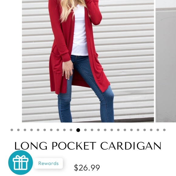Women’s large long pocket red cardigan - Picture 4 of 4